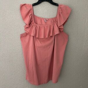 Women’s Cato Plus Size ruffle strap sleeveless top, 18/20 2X, coral color